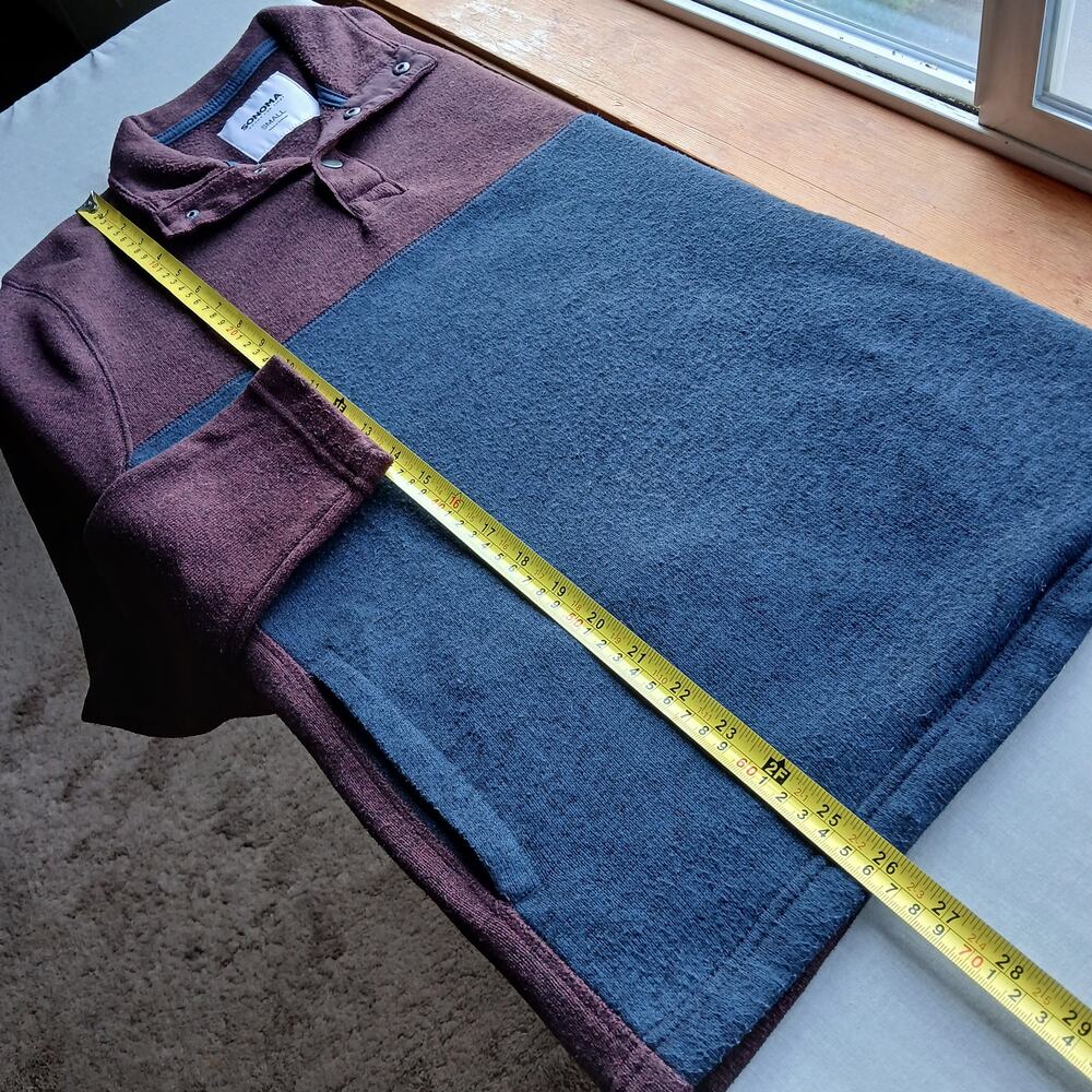 Sonoma The Supersoft Sweater Fleece S colorblock sweatshirt quarter snap pockets - Picture 11 of 16